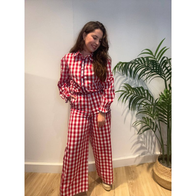 Conjunto Cuadros Rojo | Conjunto Pantalón | Conjunto Mujer
