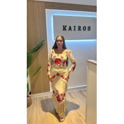 Falda Bordada Beige